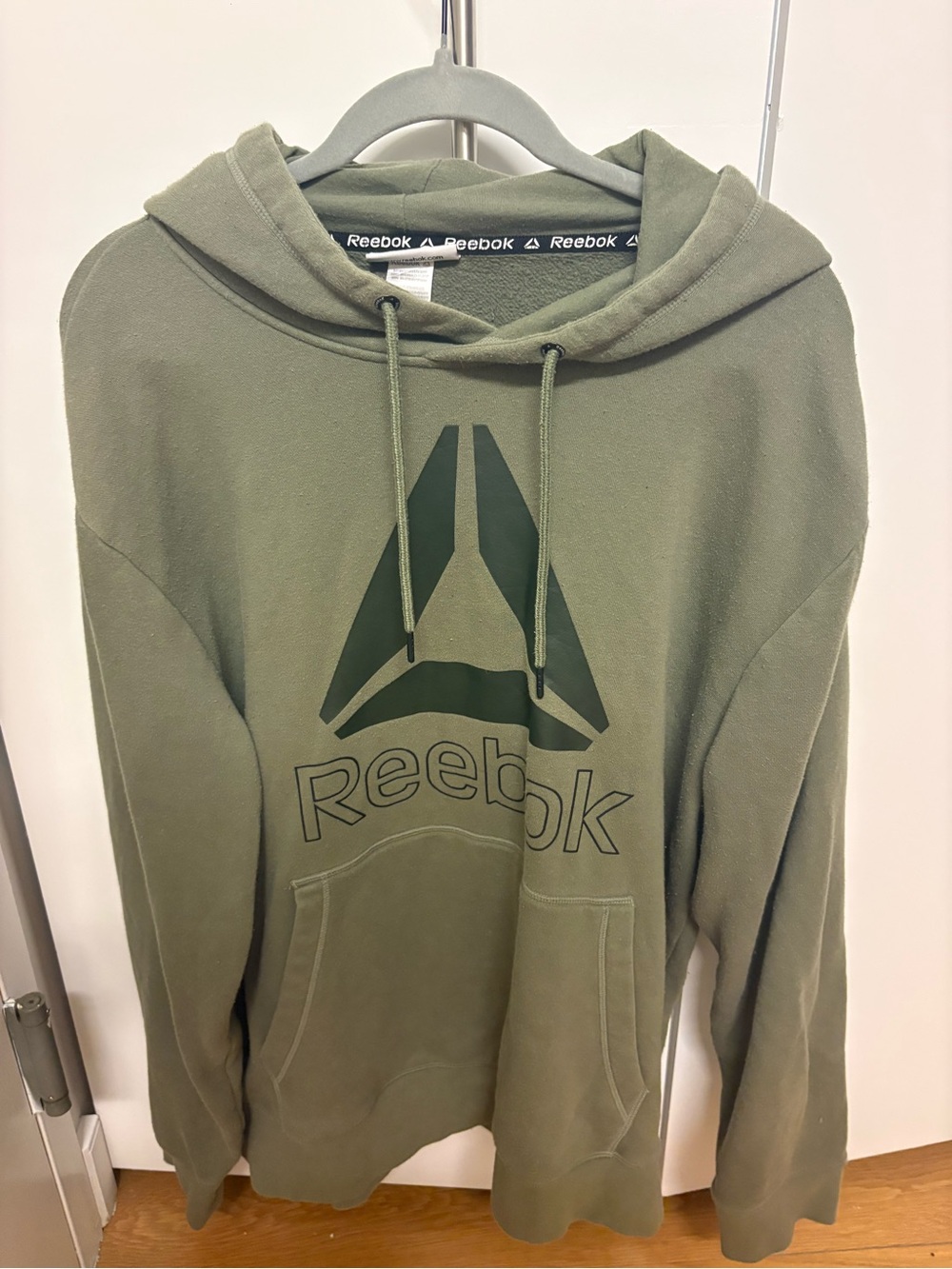 Reebok Olive Green Pullover Hoodie with Large Logo